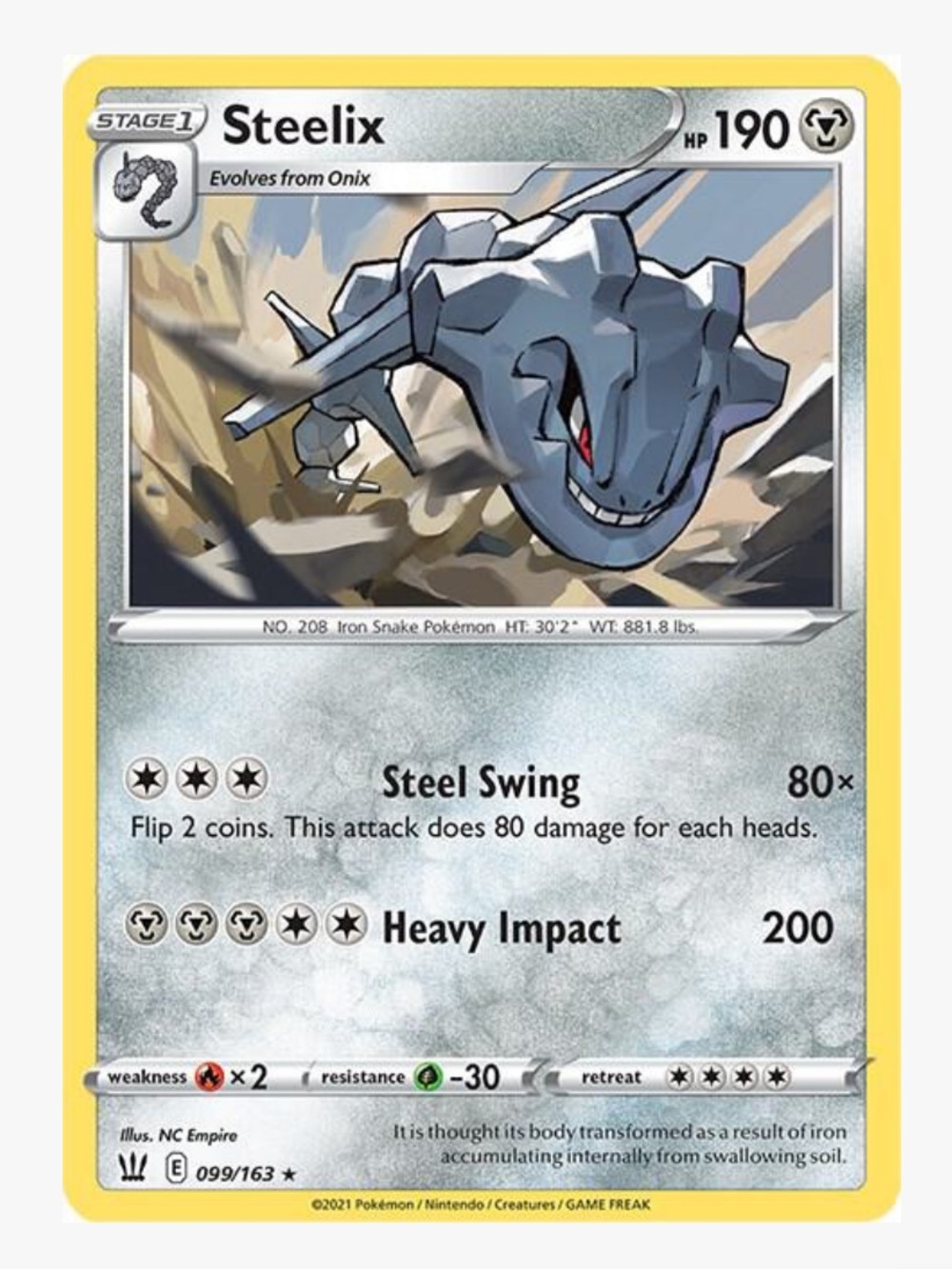 Steelix SWSH05: Battle Styles Pokemon Trading Card